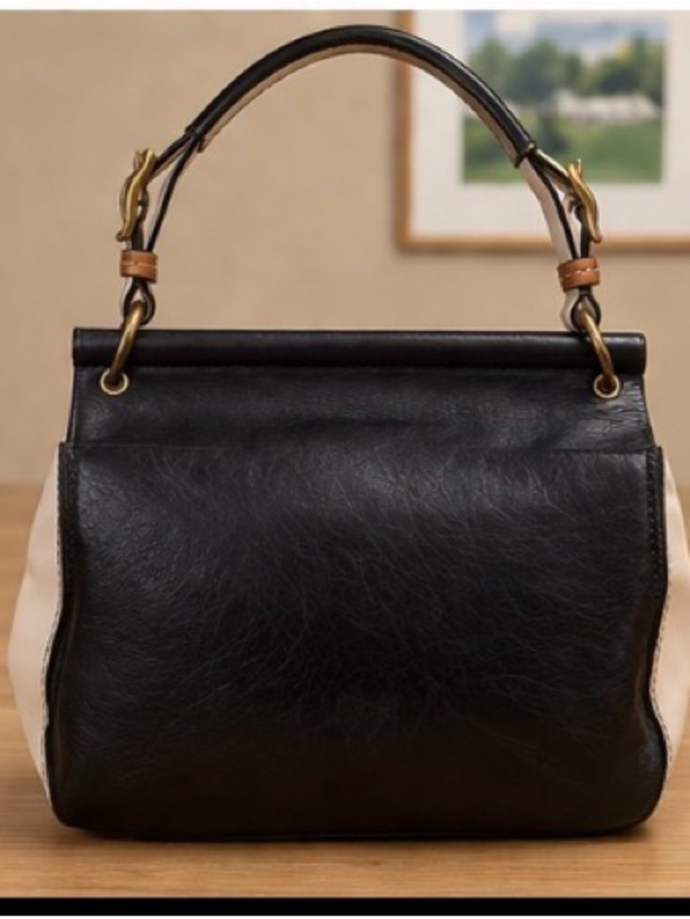 Coach Legacy 70th Anniversary Willis Colorblock Navy & Ivory Turnlock Satchel - Picture 5 of 10